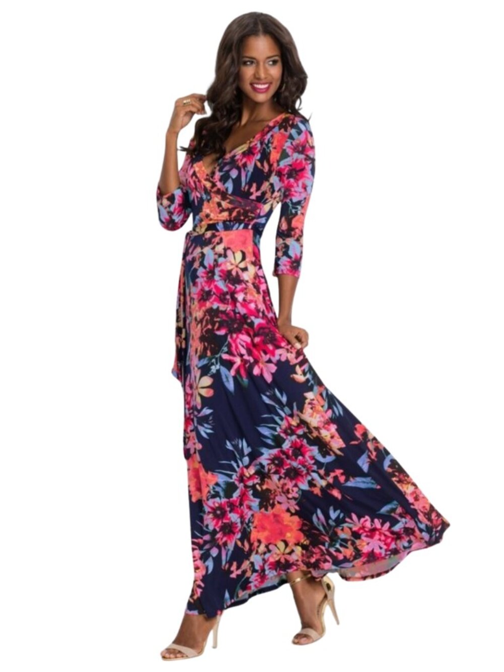 ✨Like New✨ Venus Floral Print Belted Maxi Dress, Size XS